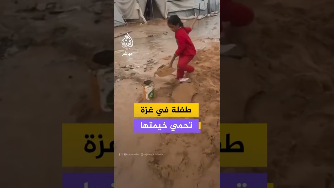 طفلة في غزة تحمي خيمتها