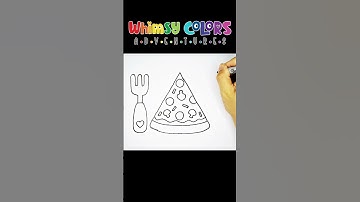 How to draw Pizza with Fork and Knife for Beginners | Step-by-Step Easy Drawing Tutorials