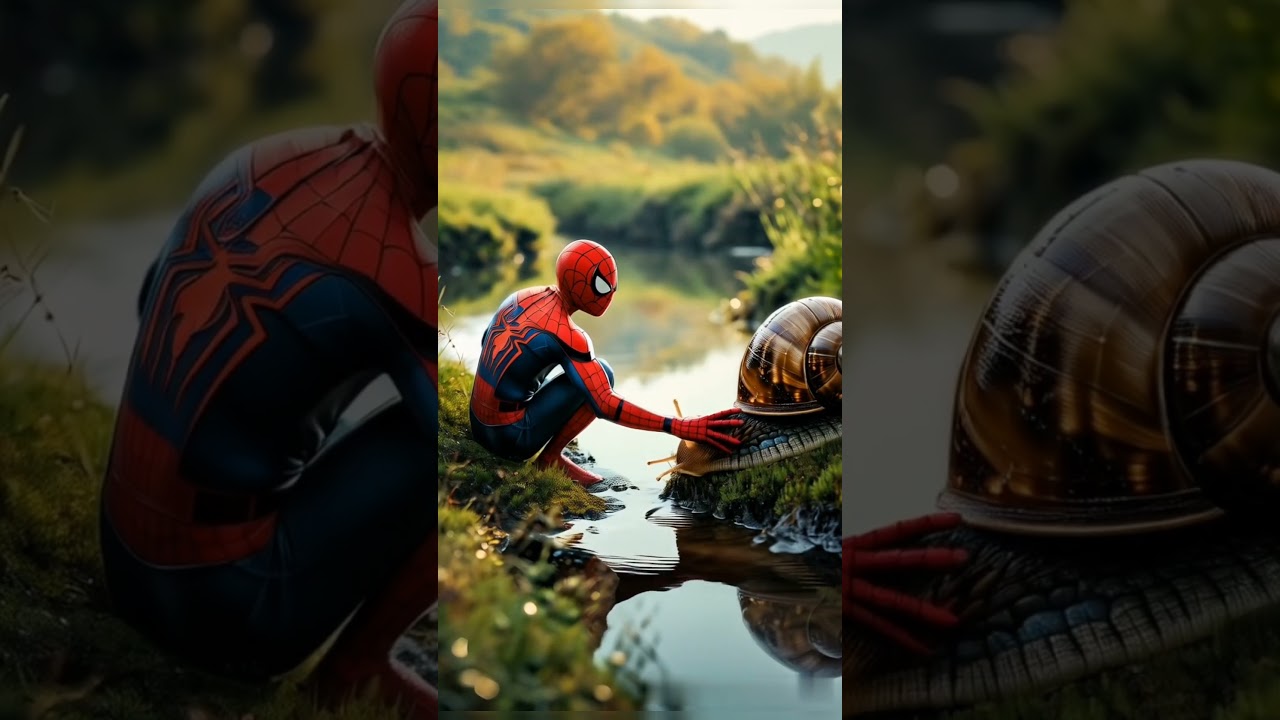 Hybrid Super-Hero of Spider-Man and Snail 