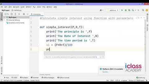 Calculate Simple Interest using Argument Function with parameter