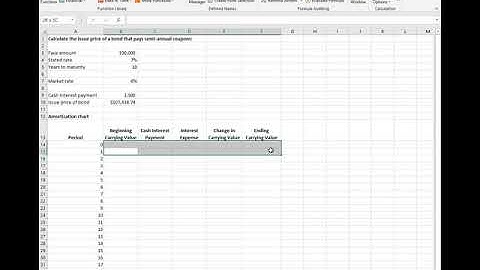 Bond Pricing and Amortization with Excel