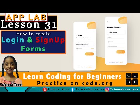 How to create Login And SignUp Forms in App Lab in Code.org | APP LAB Lesson 31