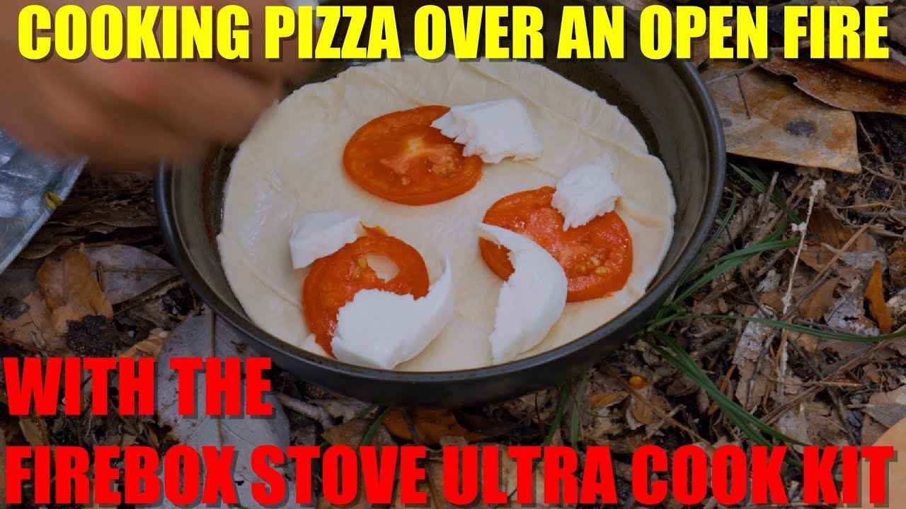 Cooking Pizza with Firebox Stove Ultra Cook Kit (Over Open Fire)
