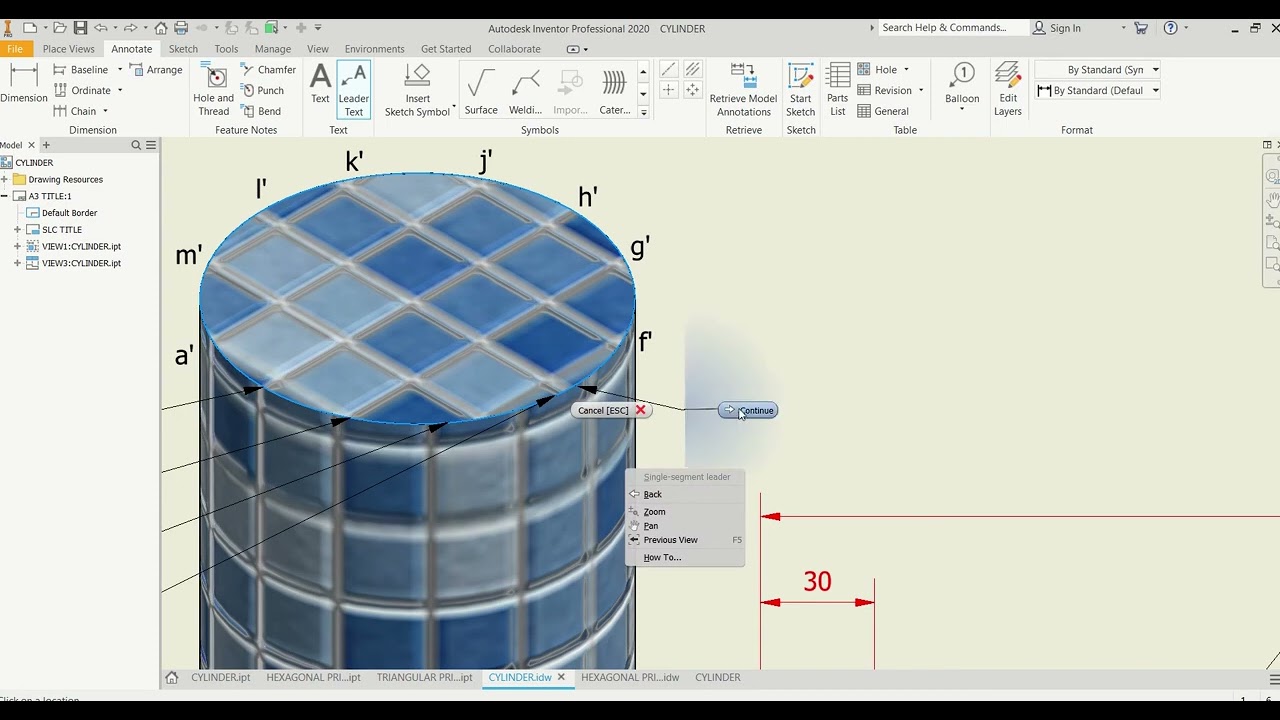 8.1 Inventor Part 19 Cylinder Numbering the Points