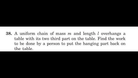 A uniform chain of mass and length overhangs a table with its two third part on the table. Find the