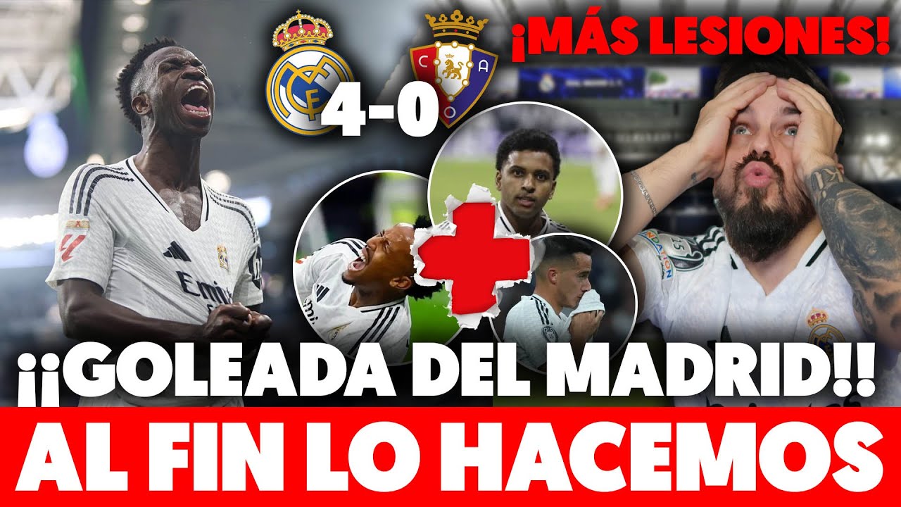 😭¡¡AL FIN!! EL MADRID GOLEA a OSASUNA 4-0 con HAT-TRICK de VINICIUS ...