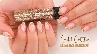 Gold Glitter Christmas Nails | Festive French Tips | Shonagh Scott