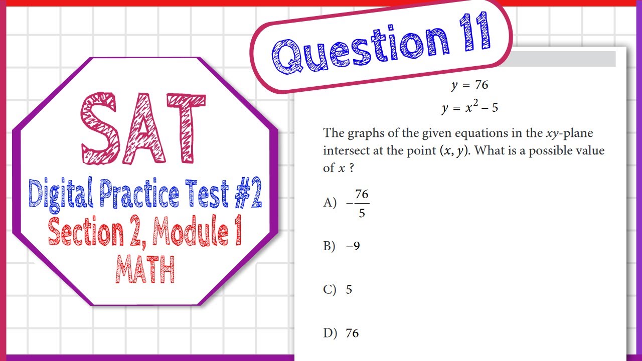 Question 11 from SAT Digital Practice Test 2, Section 2, Module 2 (MATH ...