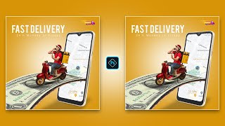 Fast Delivery Services Social Media Post Design in Photoshop Tutorial