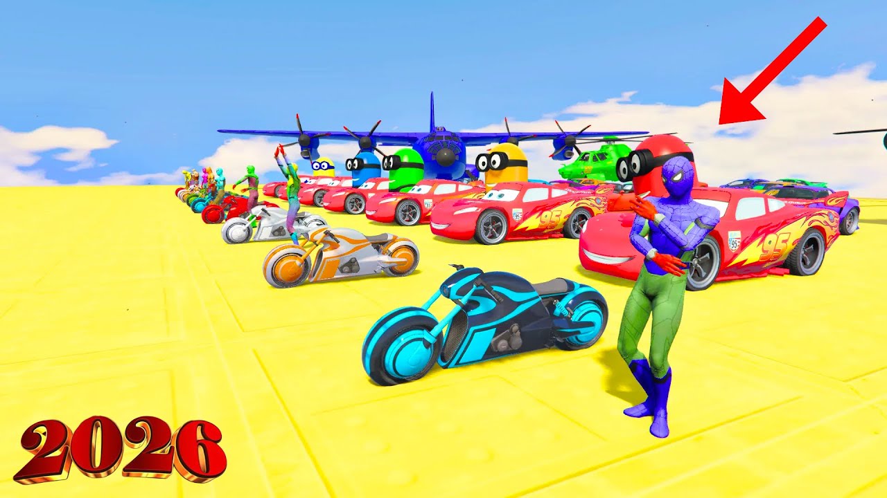 GTA 5 8 Color Spider Man Mega Ramp Car Stunt Super Cars Super 