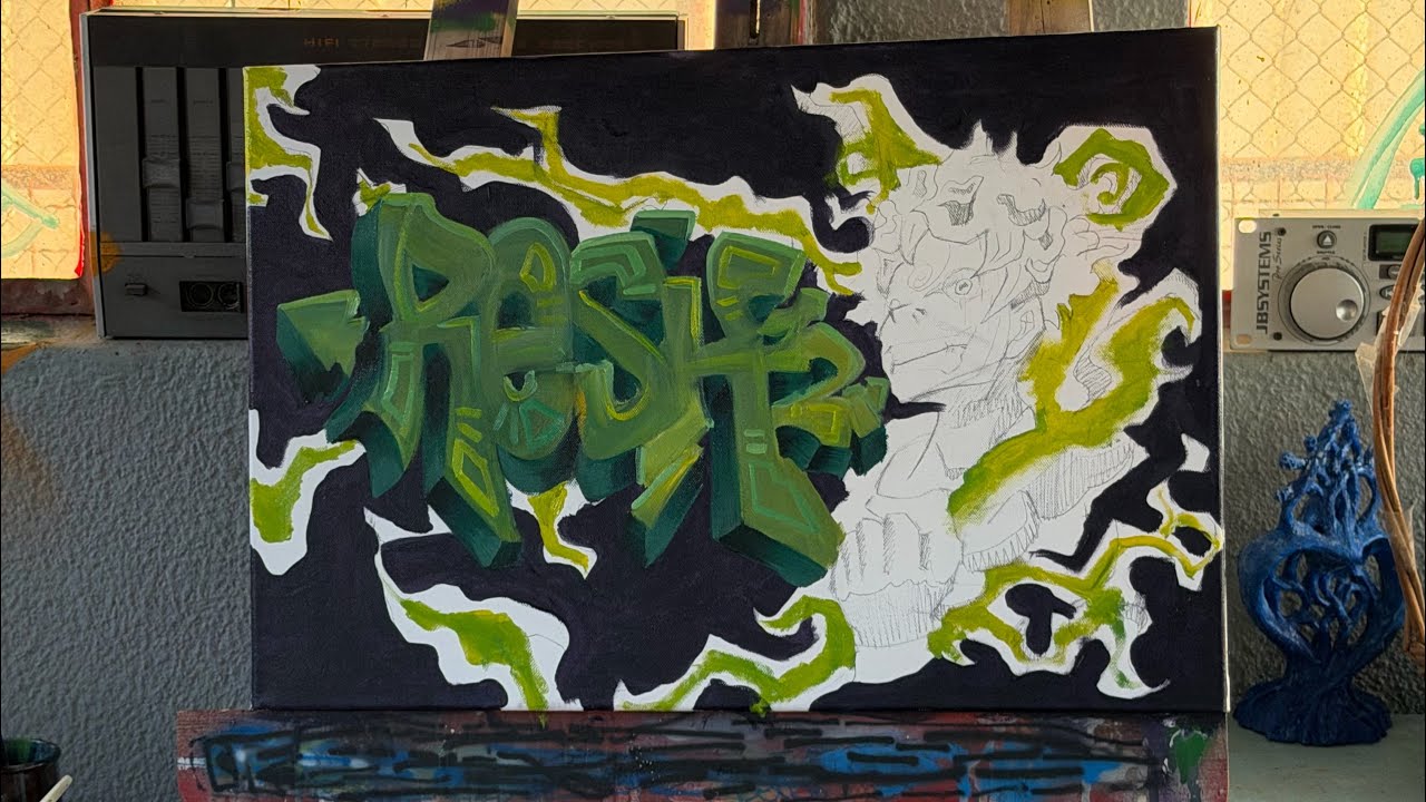 Painting One Piece Graffiti Canvas - YouTube