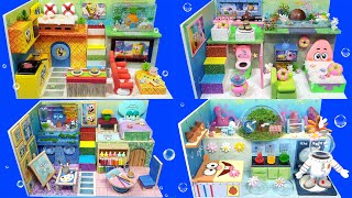 4 DIY Miniature Spongebob♥Friends Board House♥Spongebob♥ Patrick star♥Sqidward ♥Sandy Cheeks House