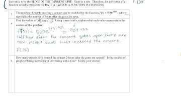 Applications of Derivatives Using Numeric Derivatives on the Calculator
