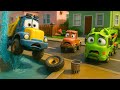😱 Broken Wheel Disaster! Brave Construction Trucks Rush to Save Their Friend! 🚧💦