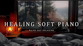 Healing Bedroom Vibes - Soft Piano Music With Cozy Lights & Rainy Day Relaxing 🌧️