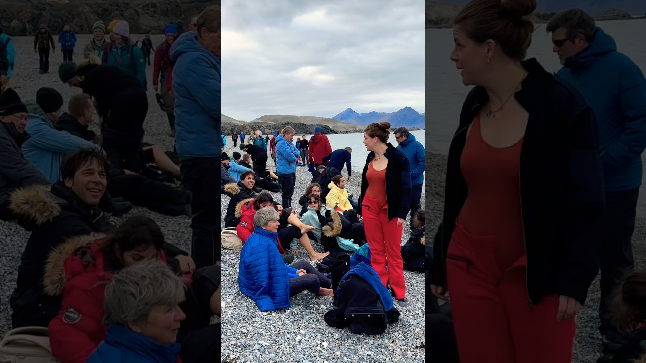 Polar plunge during our Arctic cruise in Spitsbergen