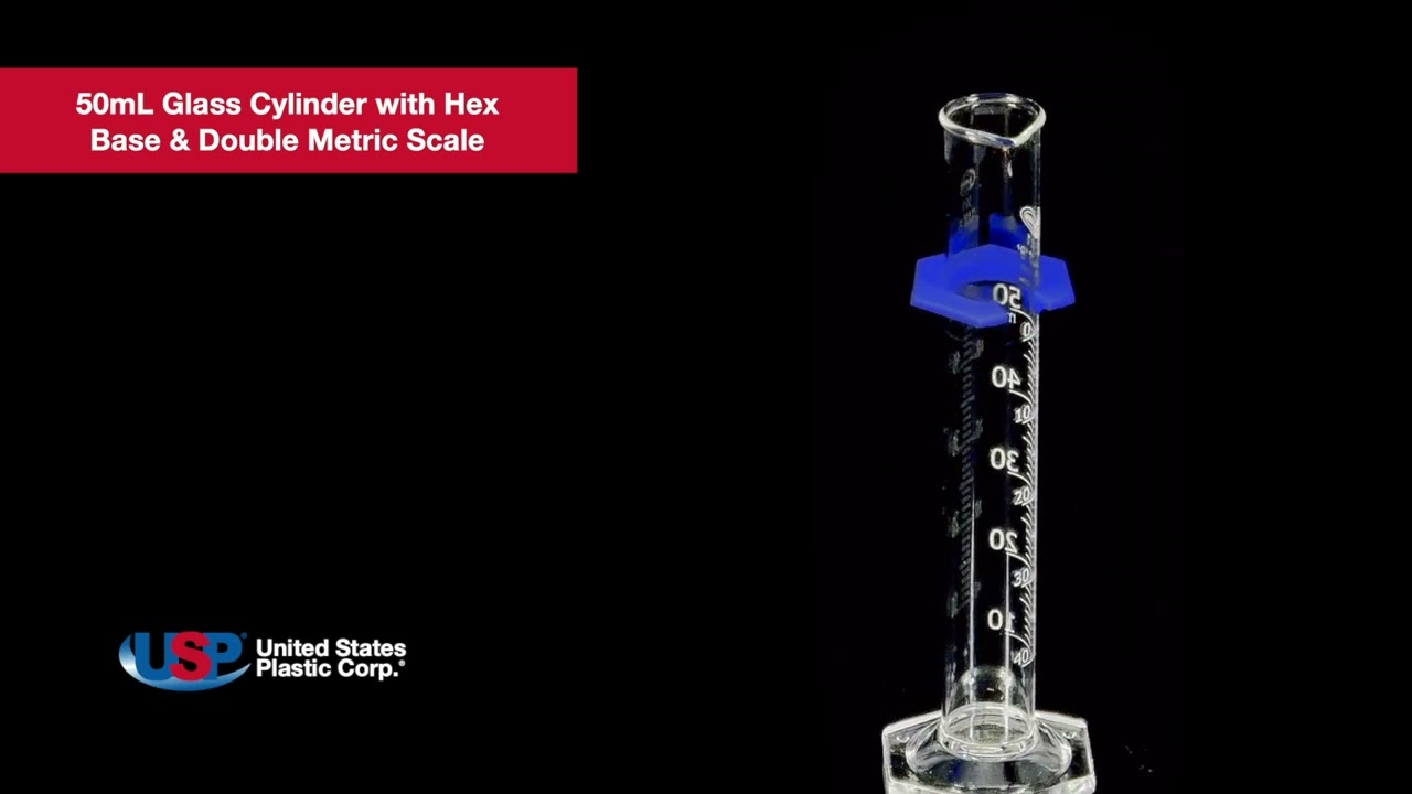 50mL Glass Cylinder with Hex Base & Double Metric Scale | U.S. Plastic Corporation®