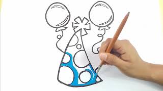 birthday hat drawing draw party easy drawings coloring pages cap paintingvalley