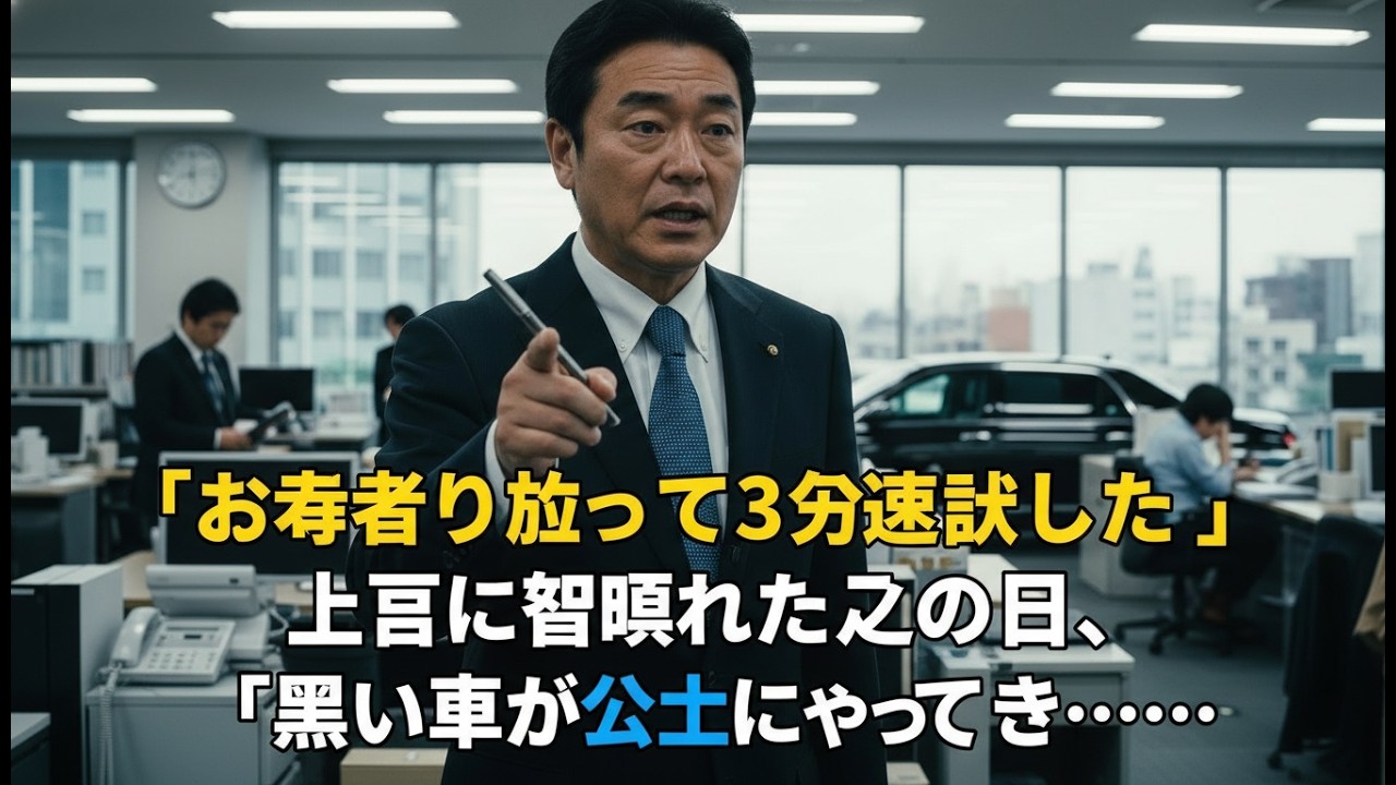 老人を助けて3分遅刻。上司に罵倒された翌日→会社の前に黒塗りの車が止まり…