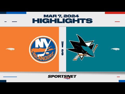 NHL Highlights | Islanders vs. Sharks - March 7, 2024