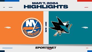 NHL Highlights | Islanders vs. Sharks - March 7, 2024