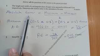 Kcse 2015 - Relative Error