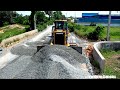 Excellent Techniques SHANTUI Dozer Spreading And Grading Gravel Making Foundation Village Road