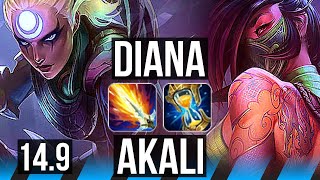 DIANA vs AKALI (MID) | 10/1/2, 1100+ games, Legendary | BR Grandmaster | 14.9