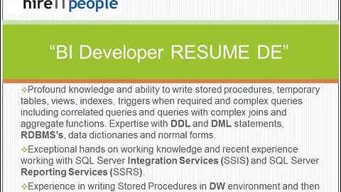 BI Developer RESUME DE