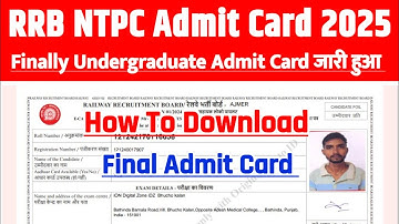 RRB NTPC Admit Card 2025 Kaise Download Kare ? How To Download NTPC Undergraduate Admit Card 2025