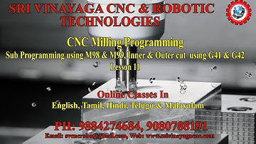 Cnc Milling Sub Programming Lesson 11 Using G41 & G42 - Cnc Milling Programming Tamil - Cnc Milling