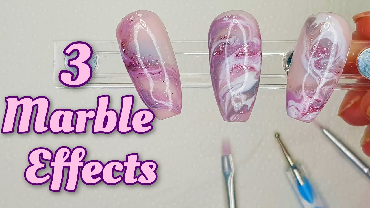 32 Gorgeous Nail Art Designs - Glitter on marble nails