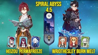 C1 Heizou Permafreeze & C0 Wriothesley Burn Melt | Spiral Abyss Version 4.5 | Genshin Impact