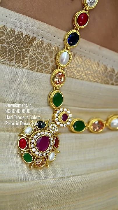 ROYAL ELEGANCE! Navratna Necklace with Semi-Precious Stones & Gold Replica #traditional #new