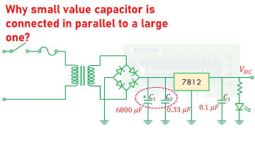 Why small value capacitor is connected in parallel to a large one in DC Power Supply