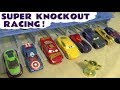 Disney Cars Toys McQueen Cars 3 Super Knockout Racing with Marvel & DC Cars and funny Funlings TT4U