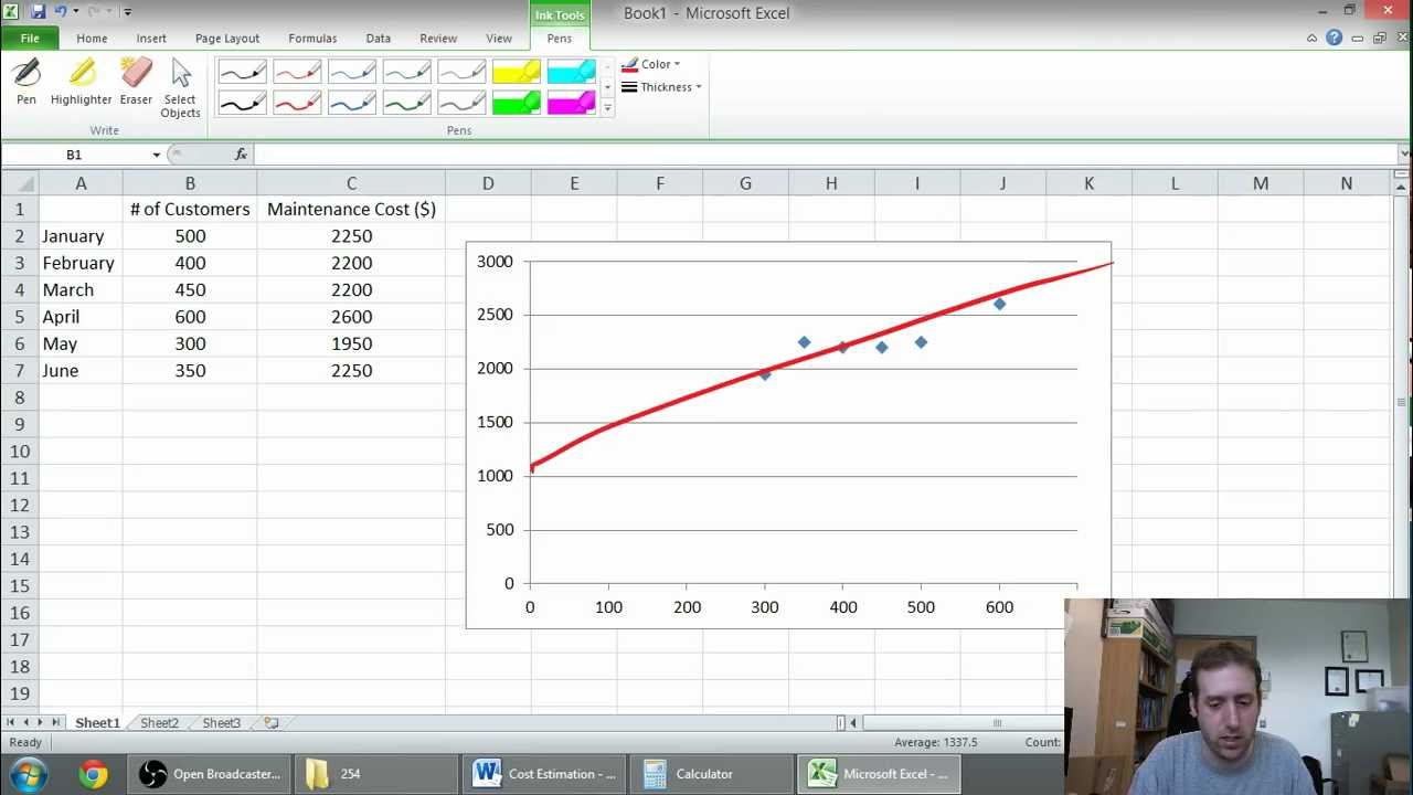 Cost Analysis Part 4 - Least Squares Regression Method in Excel