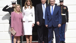 Melania Trump Stuns In White Suit Meeting Bibi Netanyahu And Wife Sara