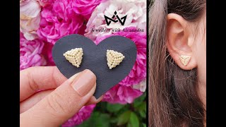 How to make triangle stud earrings in one go - peyote technique - diy handmade jewellery tutorial