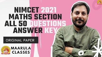 NIMCET 2021 all 50 question answerkey  | MATHEMATICS PART |what updation required