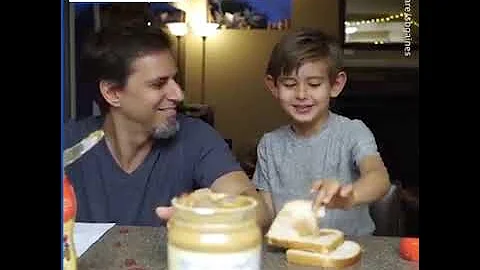 This dad follows his kid's PB&J sandwich instructions very literally