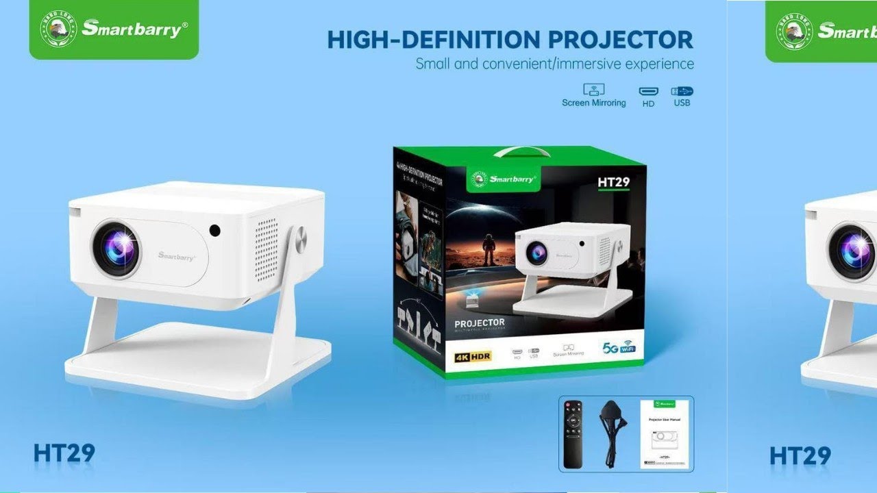 Smartberry Ht29 Mini Projector | Wifi6, Bt5.0, Screen Mirroring