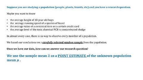 Point Estimates and Confidence Intervals