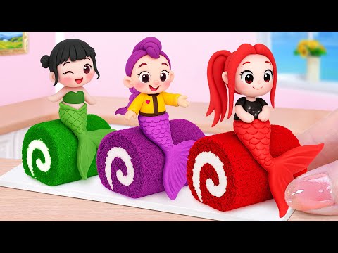 Kpop Demon Hunters Mermaid Cake Beautiful Miniature Princess Roll Cake Decorating Idea Mini Cakes 