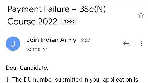 Official Mail by Joinindianarmy for B.Sc. Nur 2022 | sub payment failure | @mnsprep