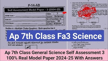 💯real 7th class science Fa-3 question paper 2025 with answers|Ap 7th class fa3 general science paper