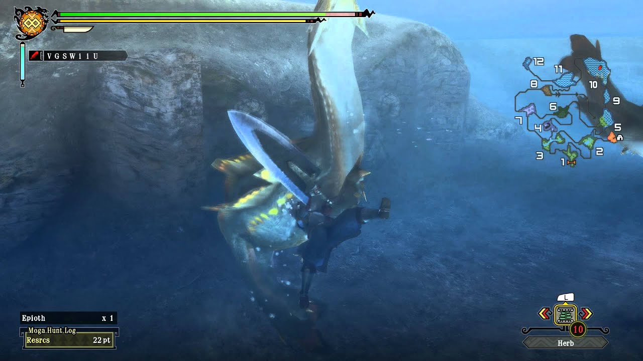 Monster Hunter 3 Ultimate - Swimming Tutorial, Bubbles, Items, Epioth