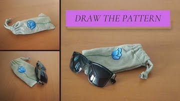 DRAW PATTERN | FREE upcycle COURSE | How to make sunglasses case with embroidered Blue flower