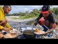 Curry chicken w rice & peas on the beach