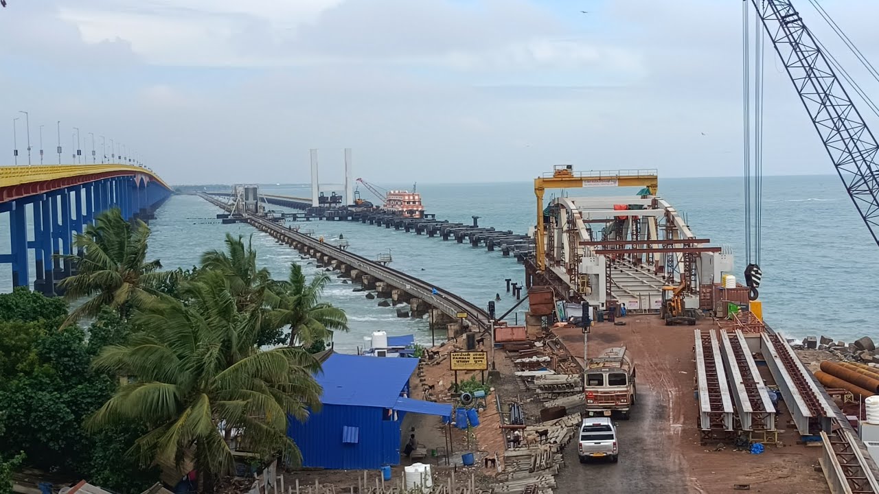 New Pamban Bridge Construction Work Current Updation YouTube